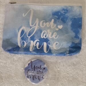 Inspirational Makeup Bag and Mirror Set.  Dimensions 9.06in X 5.91in